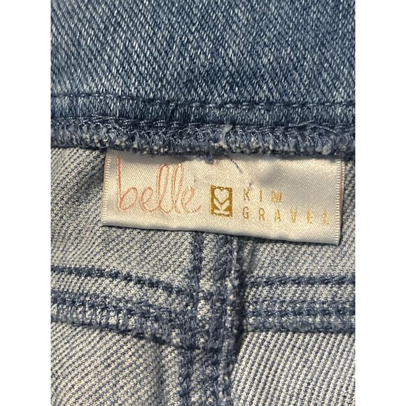 Belle Kim Gravel Medium Wash Denim Crop Jeans Orange Embroidery Size 16 - Picture 5 of 16